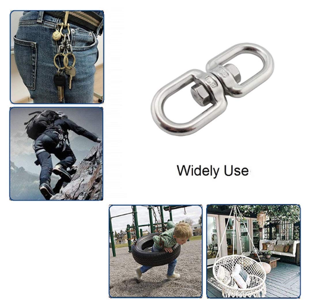 WZYTEU Ganci Girevoli In Acciaio Inox 304 - Per Sedie Sospese, Sacchi Da Boxe E Altalene, Con Fibbie - Foto 6