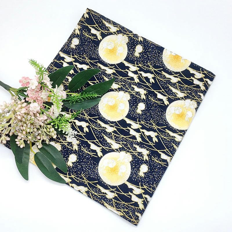 Style Bento Wrapping Cloth, 45-90CM 2 szt. Księżycowy Królik Wielokrotnego użytku Tkanina do pakowania(Blue 2pcs,90 * 90cm)