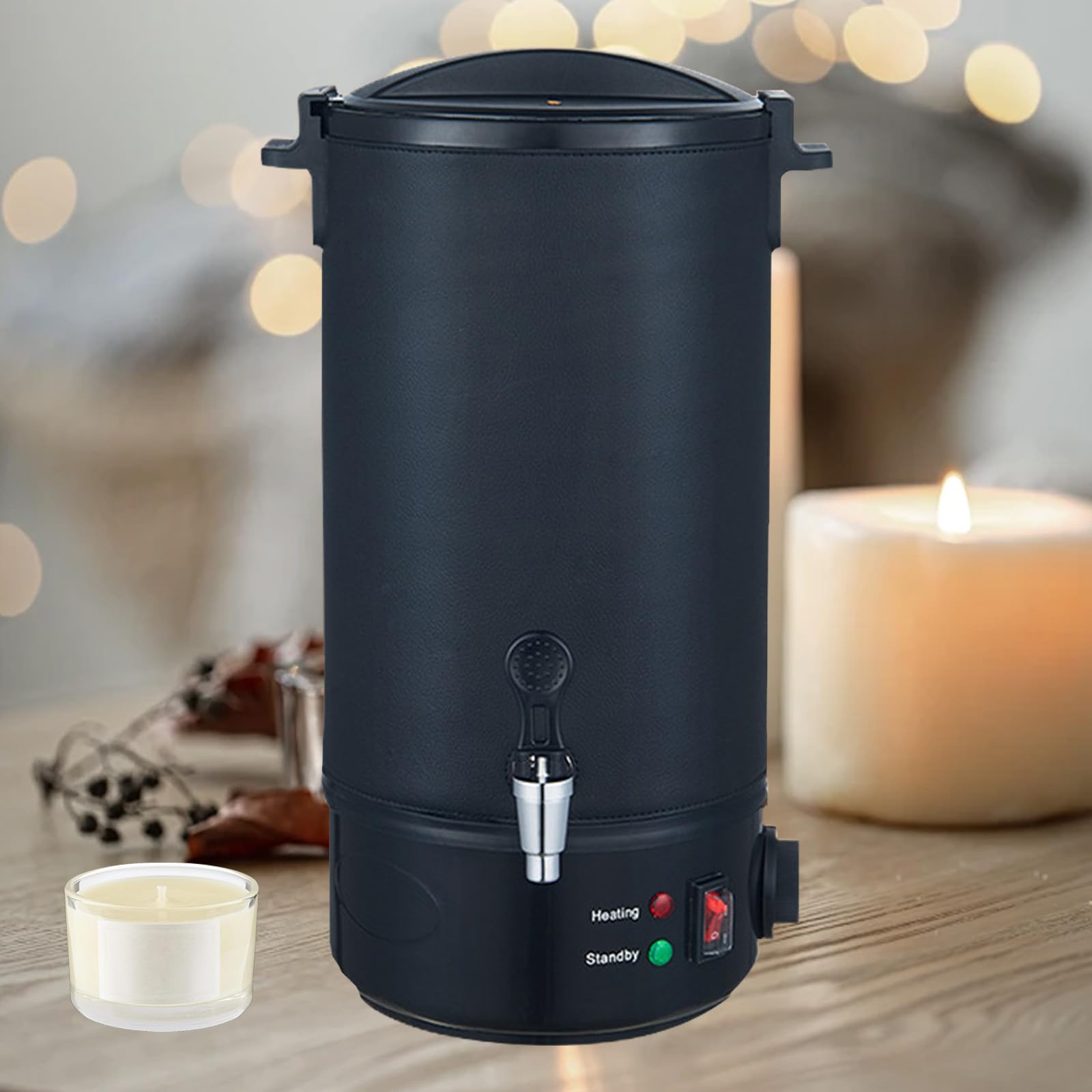 BAKENLON Derretidor de cera eléctrico, olla de cera de 8 l, para hacer velas, kit de fabricación de velas, olla de cera de acero inoxidable 304 con tapa y regulador de temperatura, ajustable de 30 a