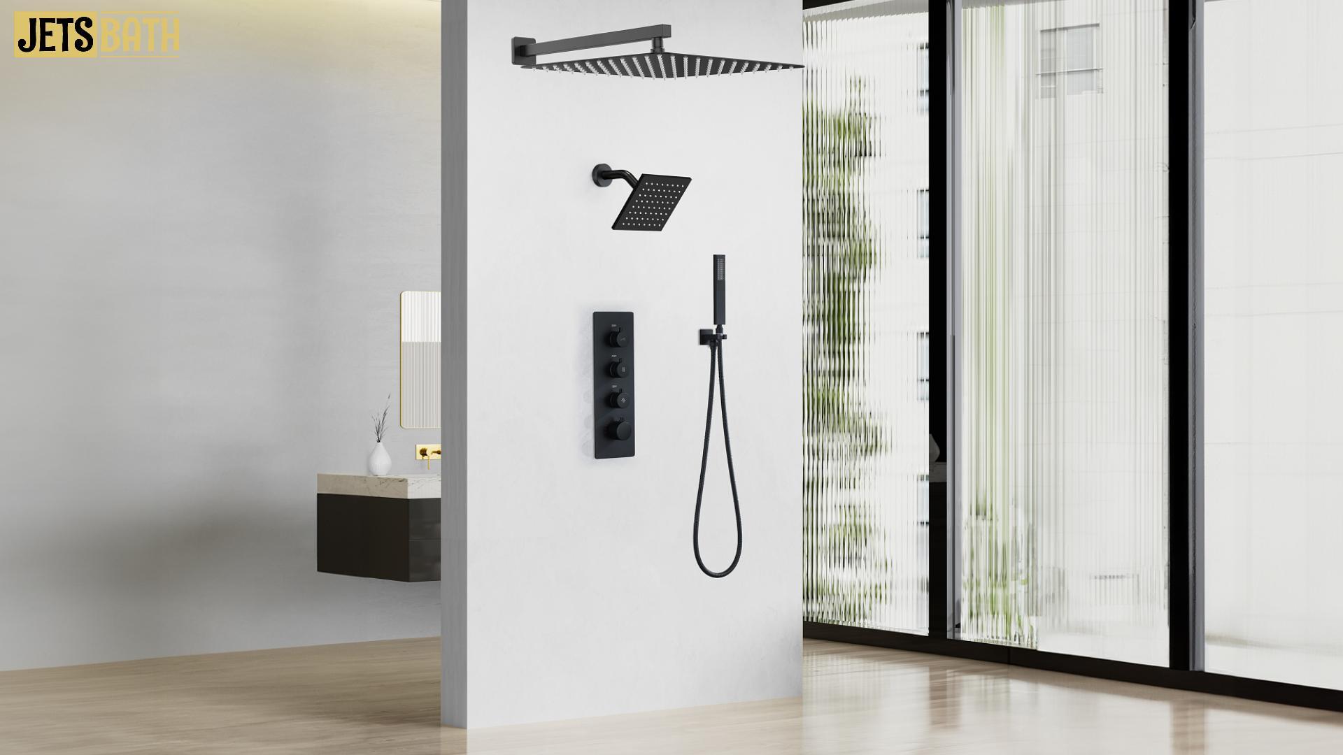 Sistema de Ducha Termostático Dual con Cabezal de Lluvia de 16" y 6" Acabado Níquel Cepillado | Grifería para Baño de Montaje en Pared con Válvula Termostática para Parejas miniatura 7