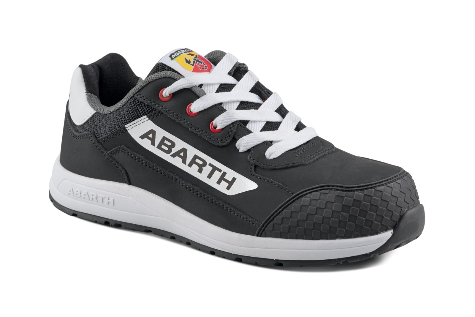 Abarth 595 Buty ochronne S3 czarne w skórze akcji, hydrofobowe, palce z włókna szklanego, bez metalu, Czarny (Black), 43 EU