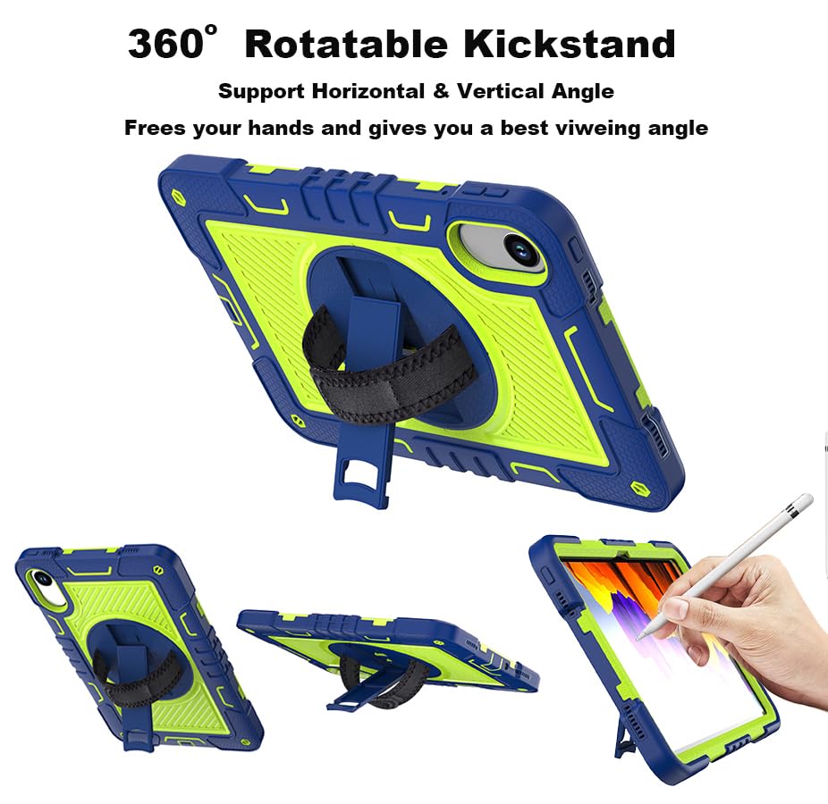 Image of ProElite for Xiaomi Redmi Pad 2 11 inch Case, Rugged 3 Layer Armor case Cover for Xiaomi Redmi Pad 2 11 inch Case with Hand Grip and Rotating Kickstand with Shoulder Strap, Navy Green