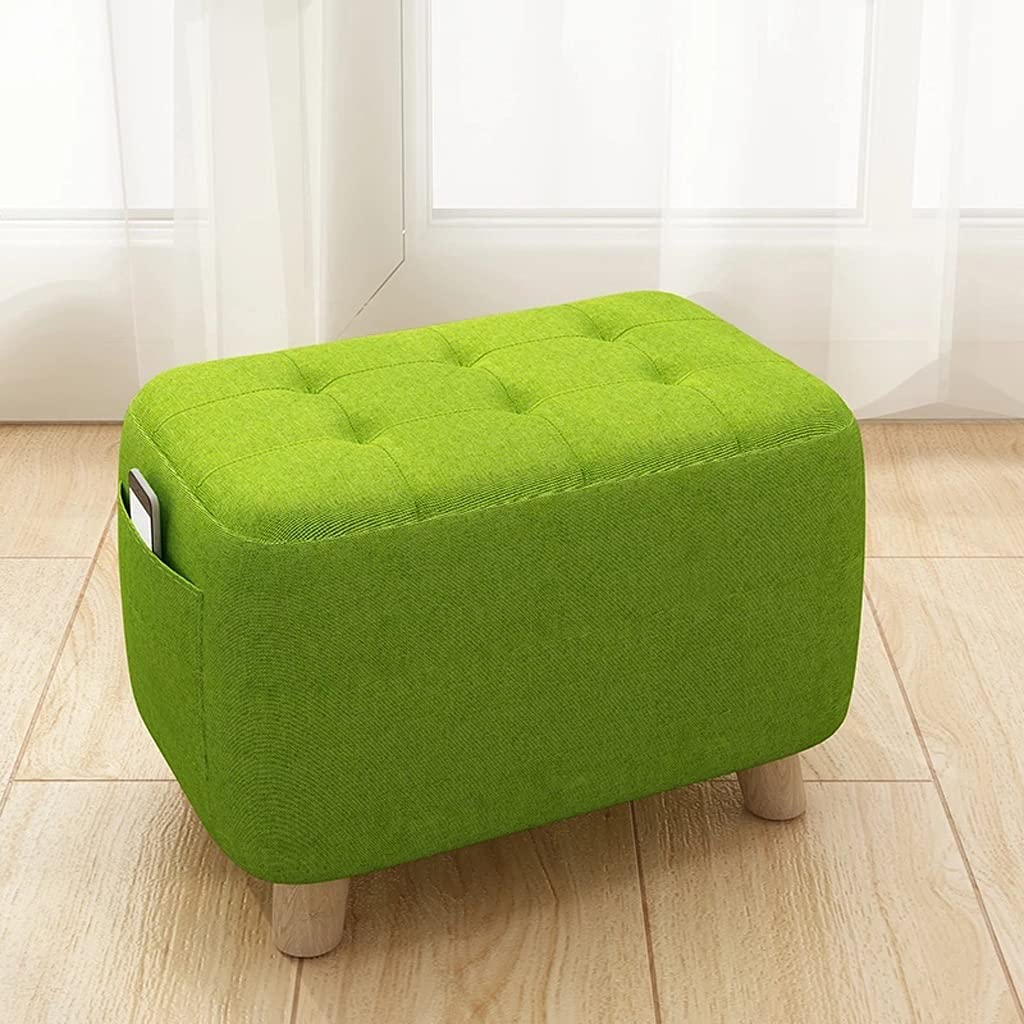 Tabouret carré en bois massif et canapé en tissu vert haut de gamme