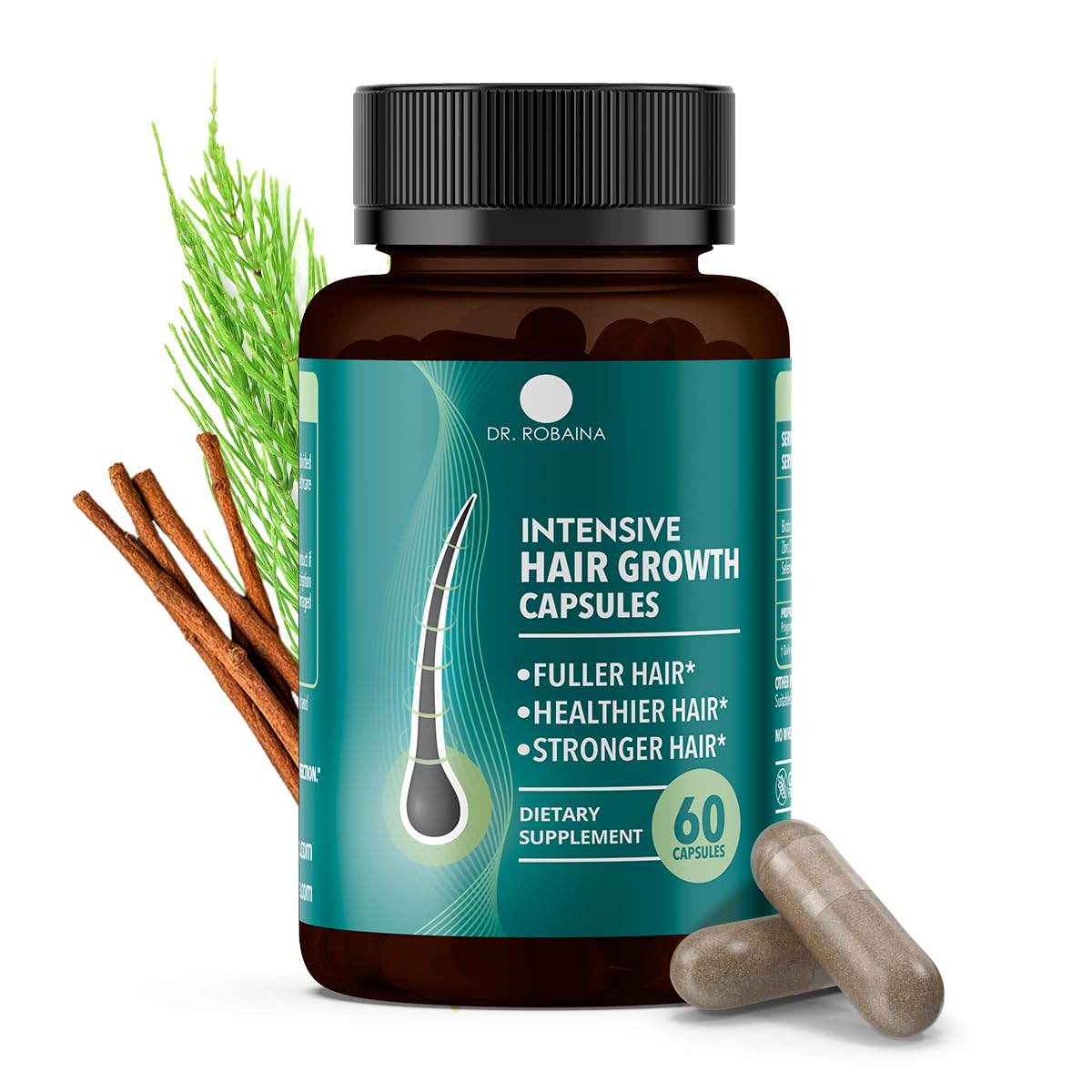 Dr. Robaina Intensive Hair Growth Capsules | Fuller Hair | Healthier Hair | Stronger Hair | 60 Capsules | Made in USA