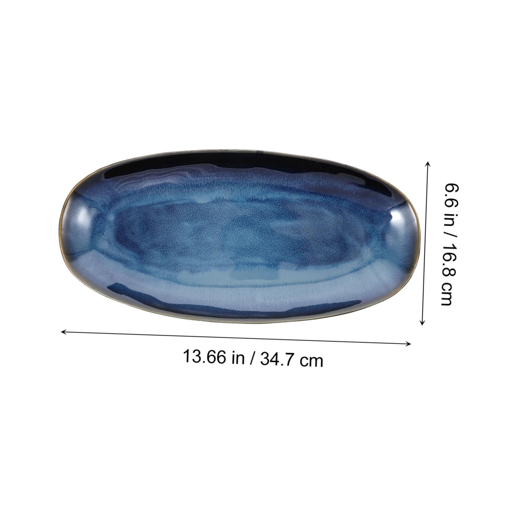 Veemoon Piatto Sushi Ceramica Grande Blu per Pesce e Frutta Vassoio Portata Antipasti Snack per Casa e Ristorante