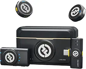 Hollyland Lark M2 Microfone de Lapela Sem Fio, Mini Microfone 48kHz/24bit, Cancelamento de Ruído para Gravação e Transmissão, Compatível com iPhone/Camera/Android/PC(2TX+2RX+Estojo de Carregamento)