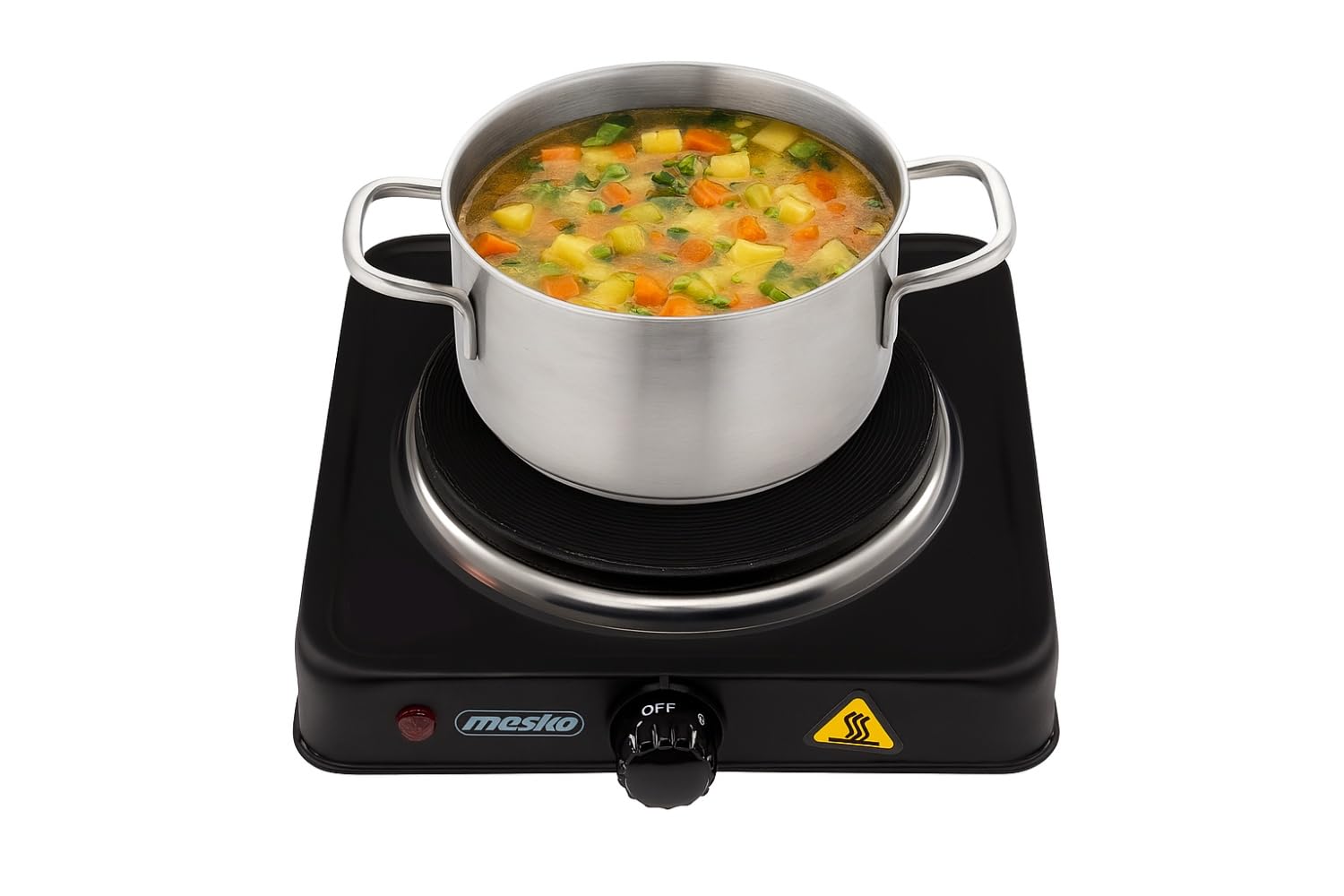 Réchaud électrique Mesko MS 6508 1000W en aluminium noir gain de place