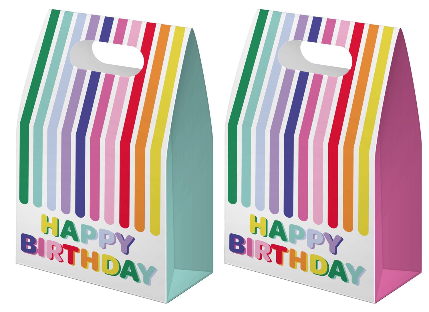 Folat 27799 Birthday and Party Decoration Colourful - Gift Bags - Stripetastic - Pack of 6 - Party Accessories for Children and Adults