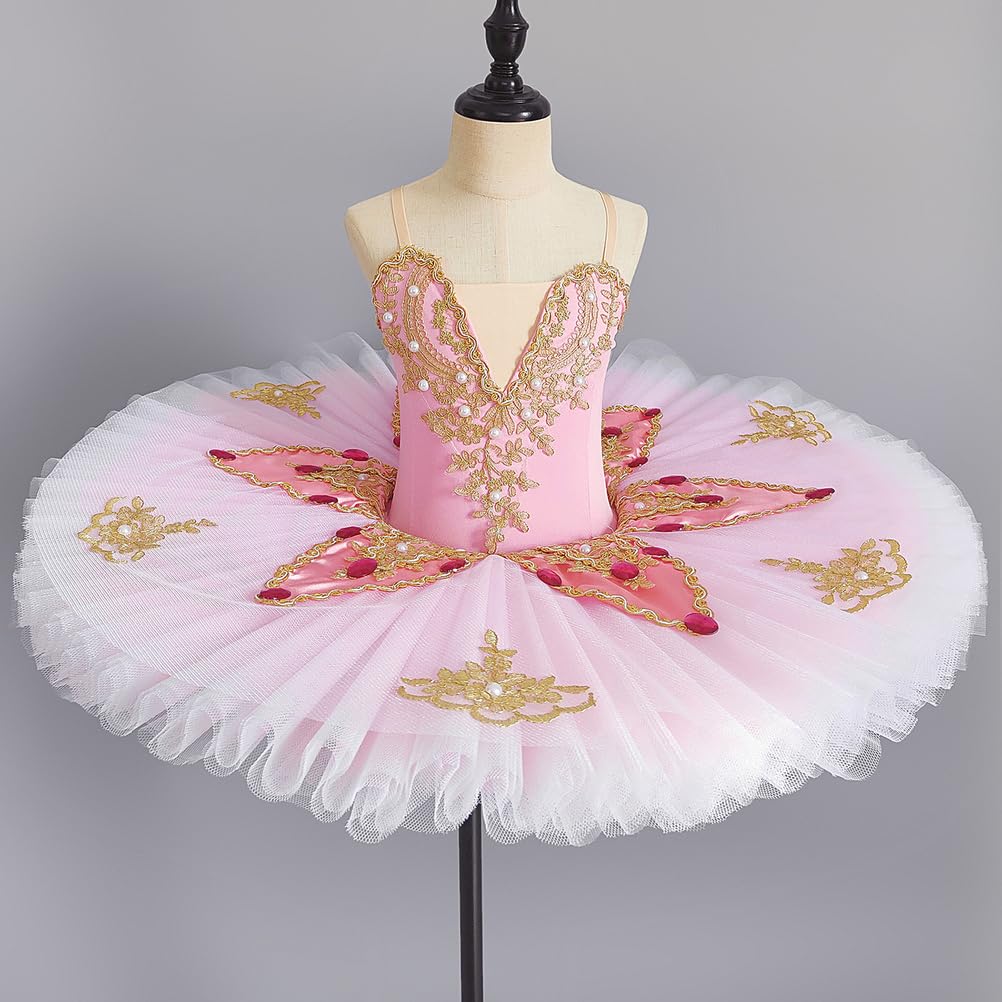 tutù da Danza Classica Professionale per Bambine Gonna da tutù Pancake da Ballerina Abito Gara per Danza del Cigno
