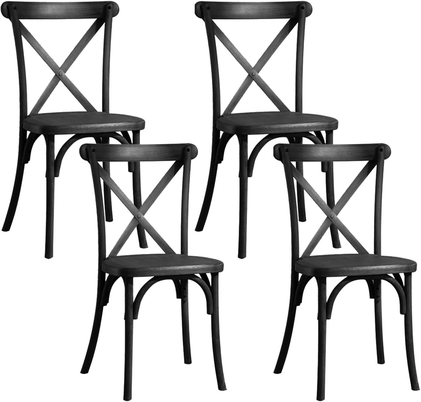 JURMALYN XBack Chair Set of 4, Farmhouse Cross Back Chairs, Mid Century Dining