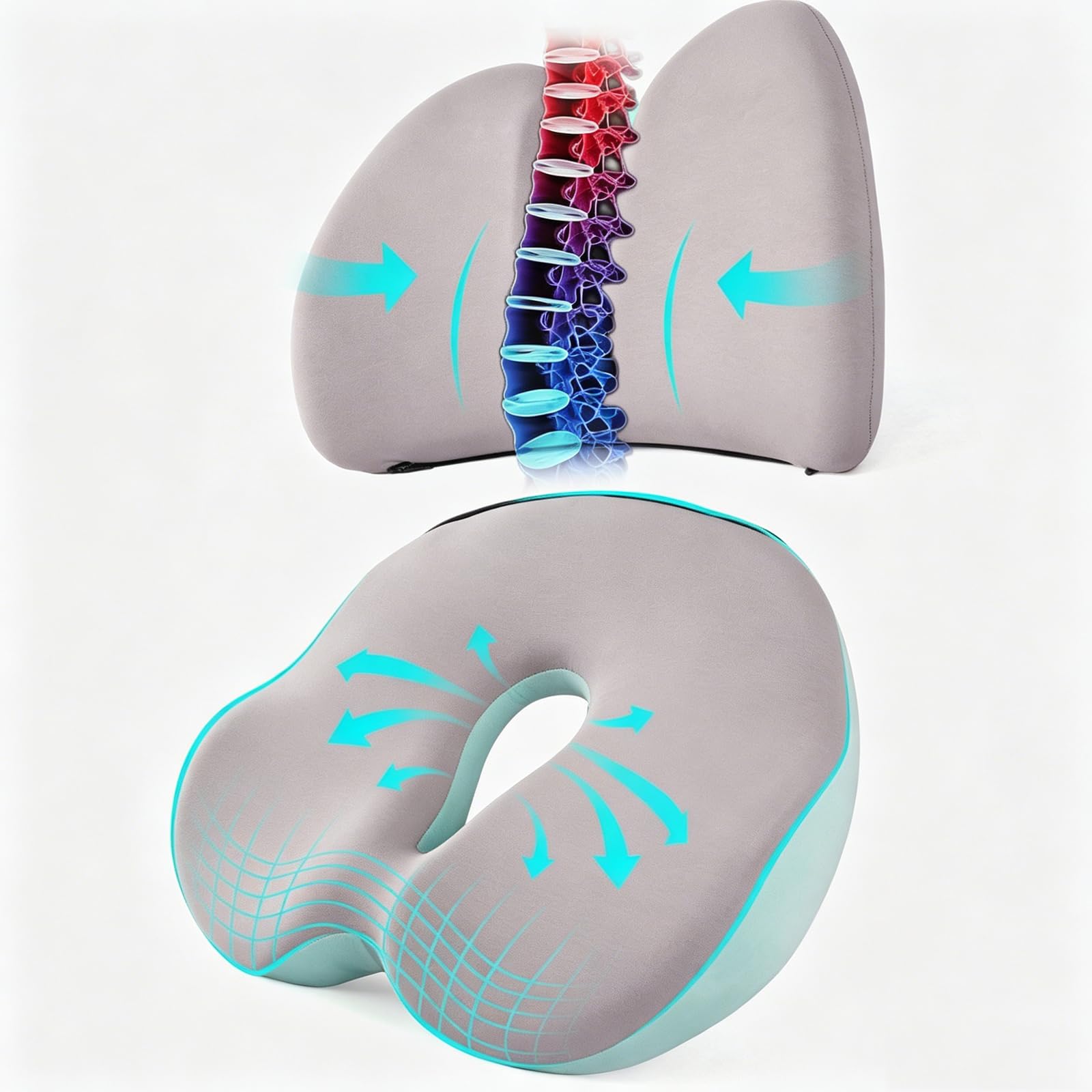 Cojín de asiento ergonómico con soporte lumbar