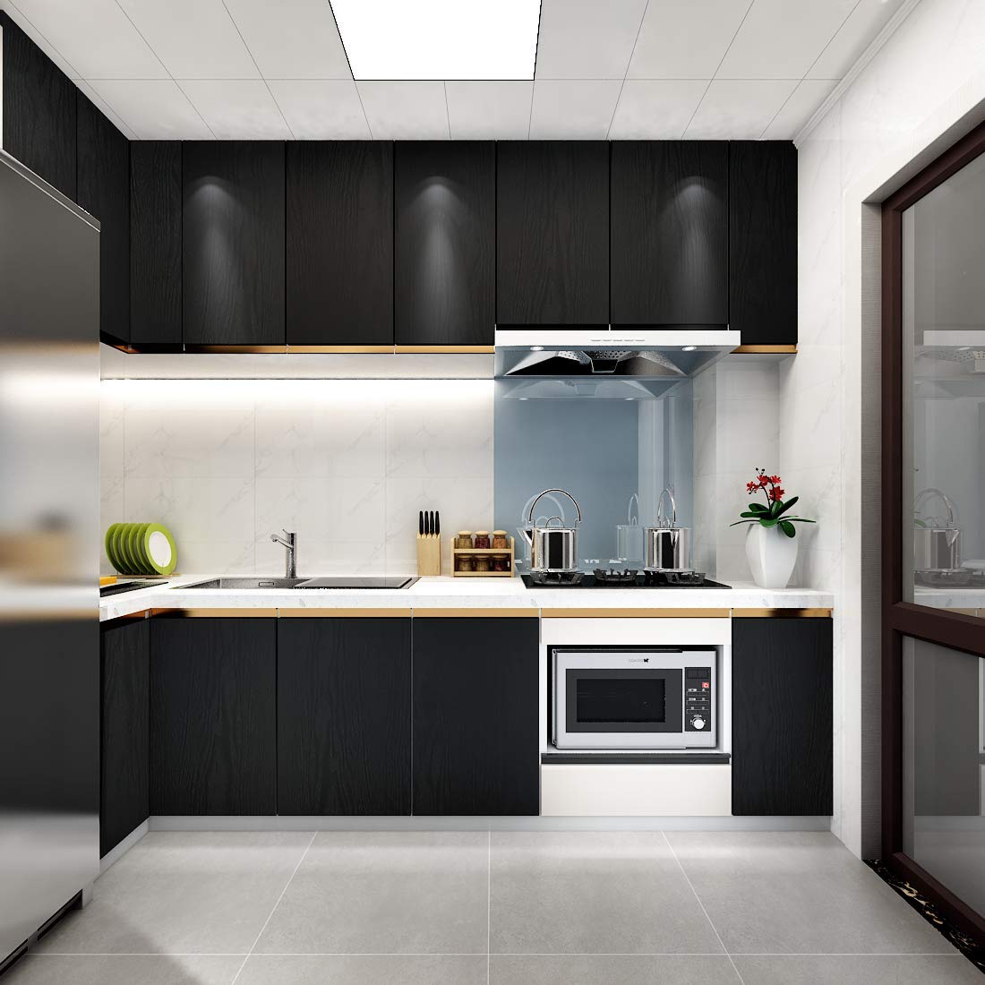 VEELIKE Papel Pintado Madera Negro Adhesivo para Muebles 60cm x 900cm Tapiz Autoadhesivo Impermeable de Pared Decorativo Salón Habitación Armario Baño Vinilo