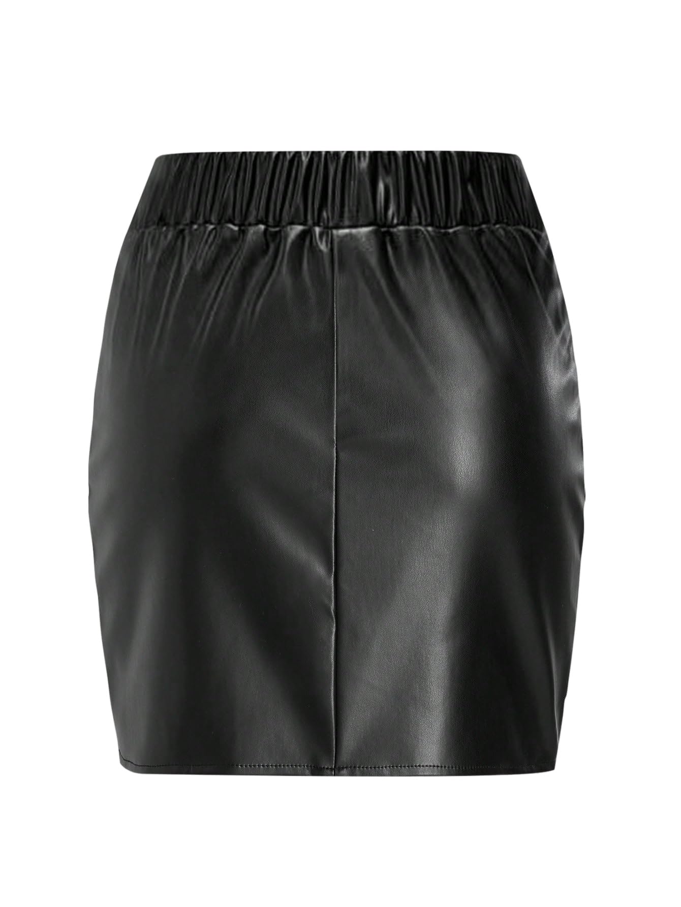 GORGLITTER Gonna da donna in pelle PU, gonna avvolgente, mini gonna increspata, in similpelle, alla moda, elegante, per il tempo libero, casual
