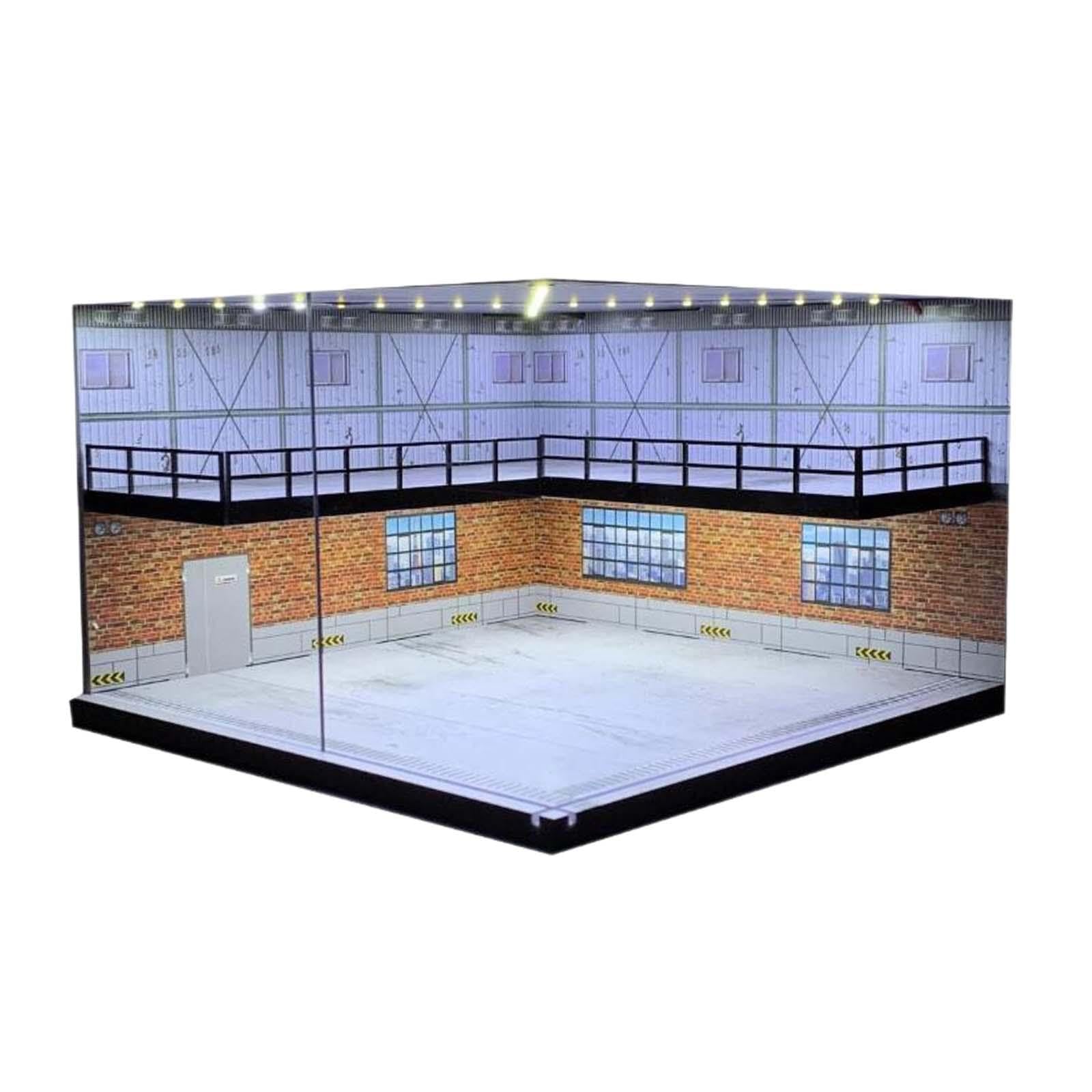 Harilla 1:64 Maßstab Autogarage Mit LED Licht - Zweistöckiger Modell Parkplatz Display Style B