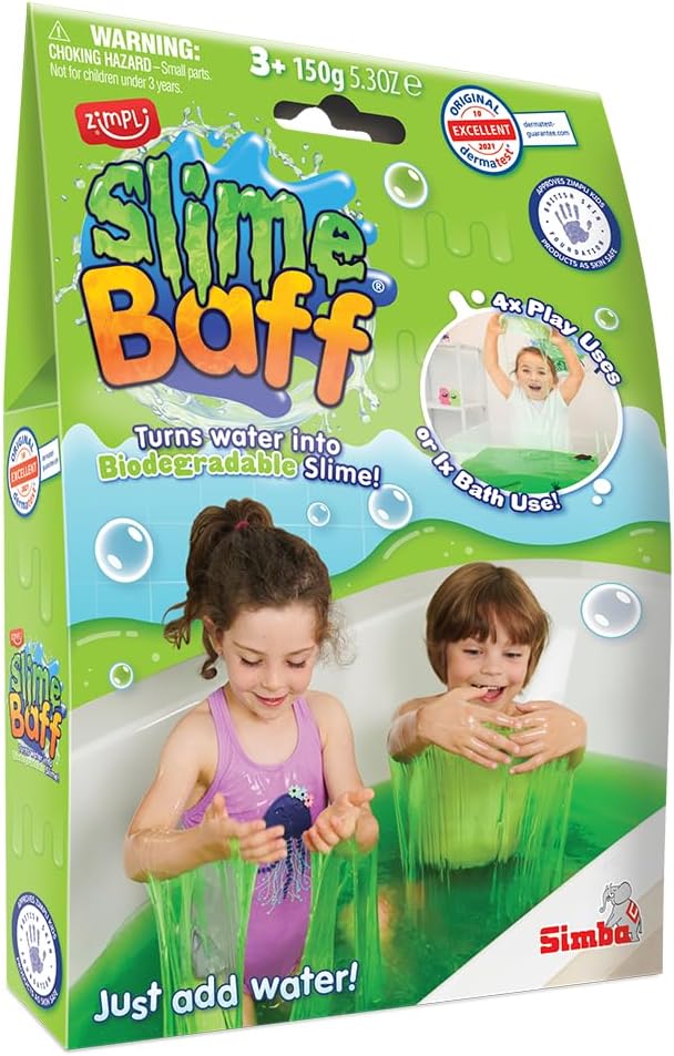 ZIMPLI - Slime Baff Green, 1 Bath or 4 Play Uses, As if by magic, water turns into colourful slime, Children's Bathtub Toy, Great gift idea for boys or girls aged 3+