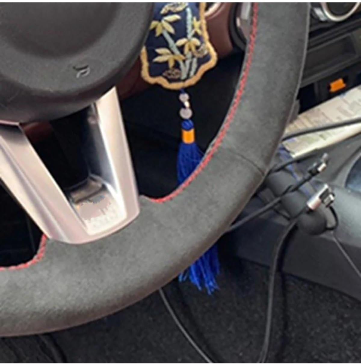 Motorcycle Fender For MX-5 For MX5 2016 2017 2018 2019 2020 Hand Sewing Car Anti-Slip Suede Synthetic material Car Steering Wheel Braid Cover Mudguard Cover(Red Blue Thread)