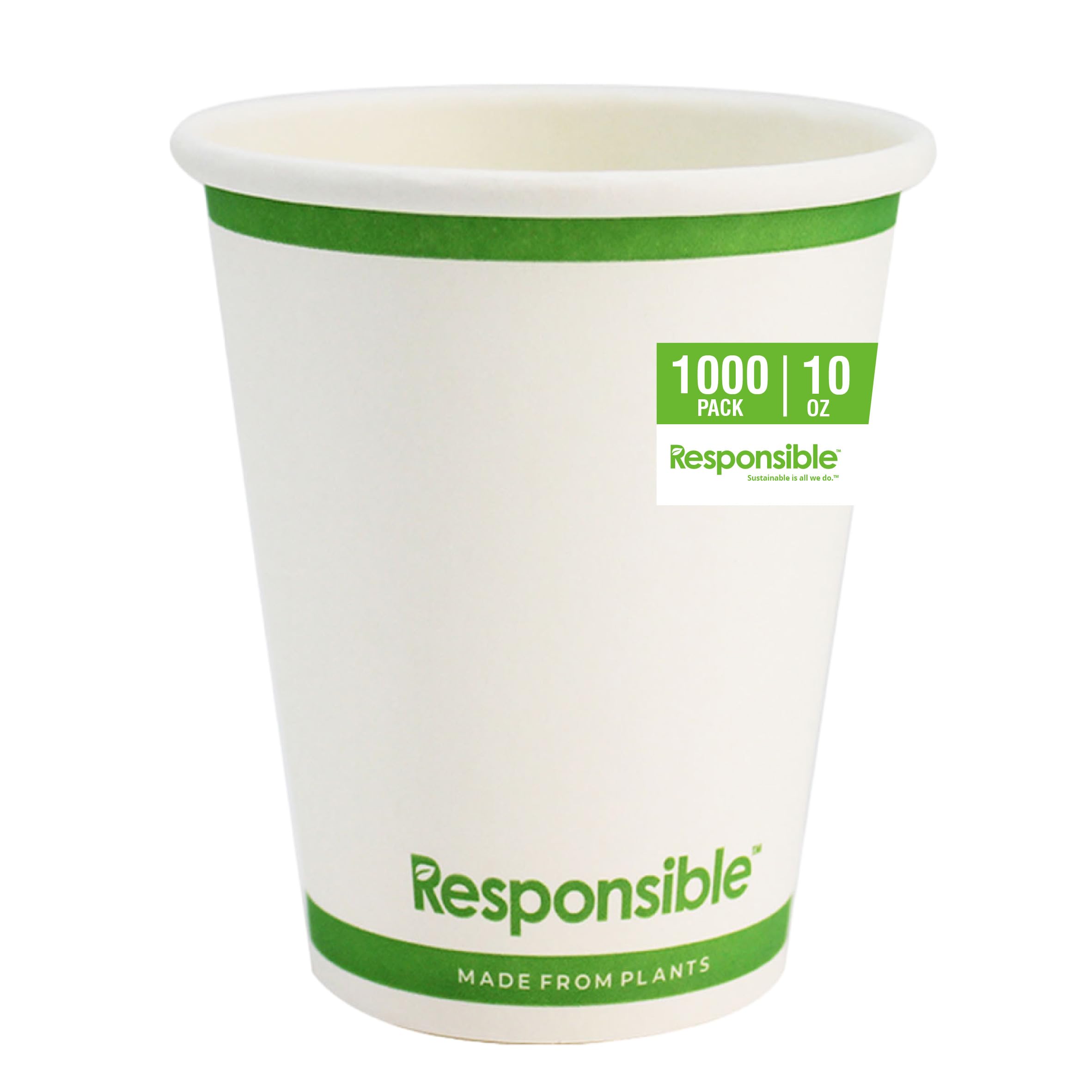 Responsible Products 10 oz (1000 Count) / Classic White / Casual Cups