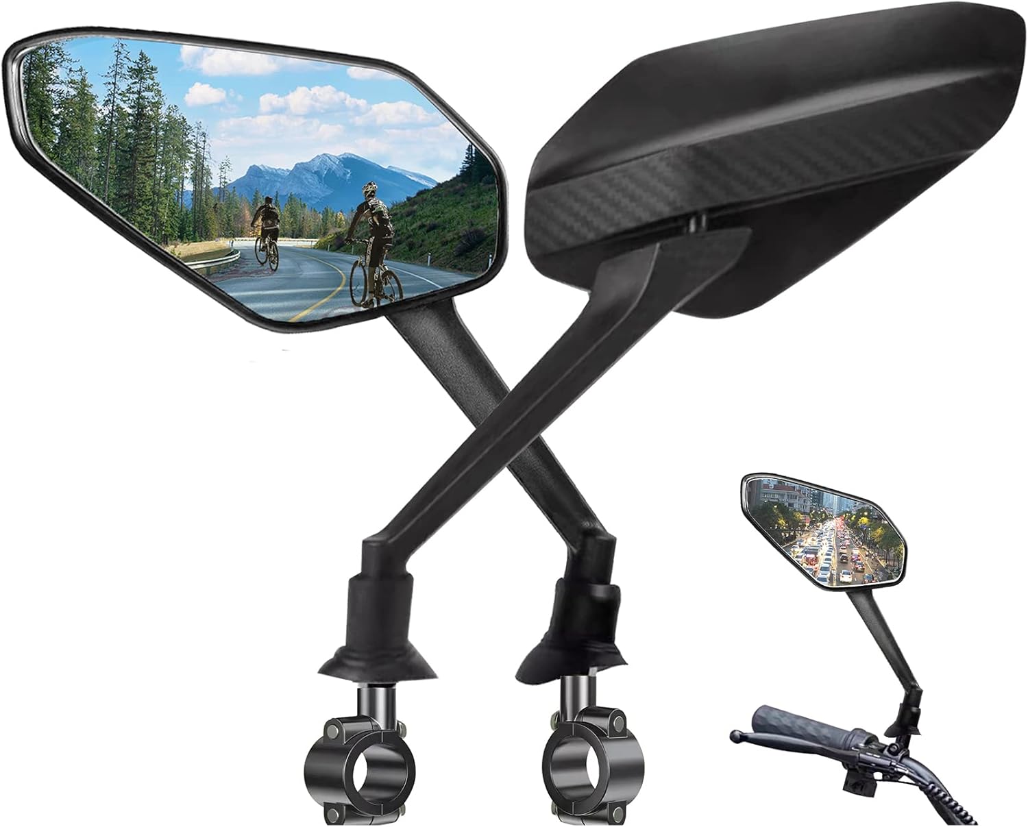 ELOOBA Bike Mirror, 2 Bike Mirrors Handlebar Rearview Mirror, Adjustable Bicycle