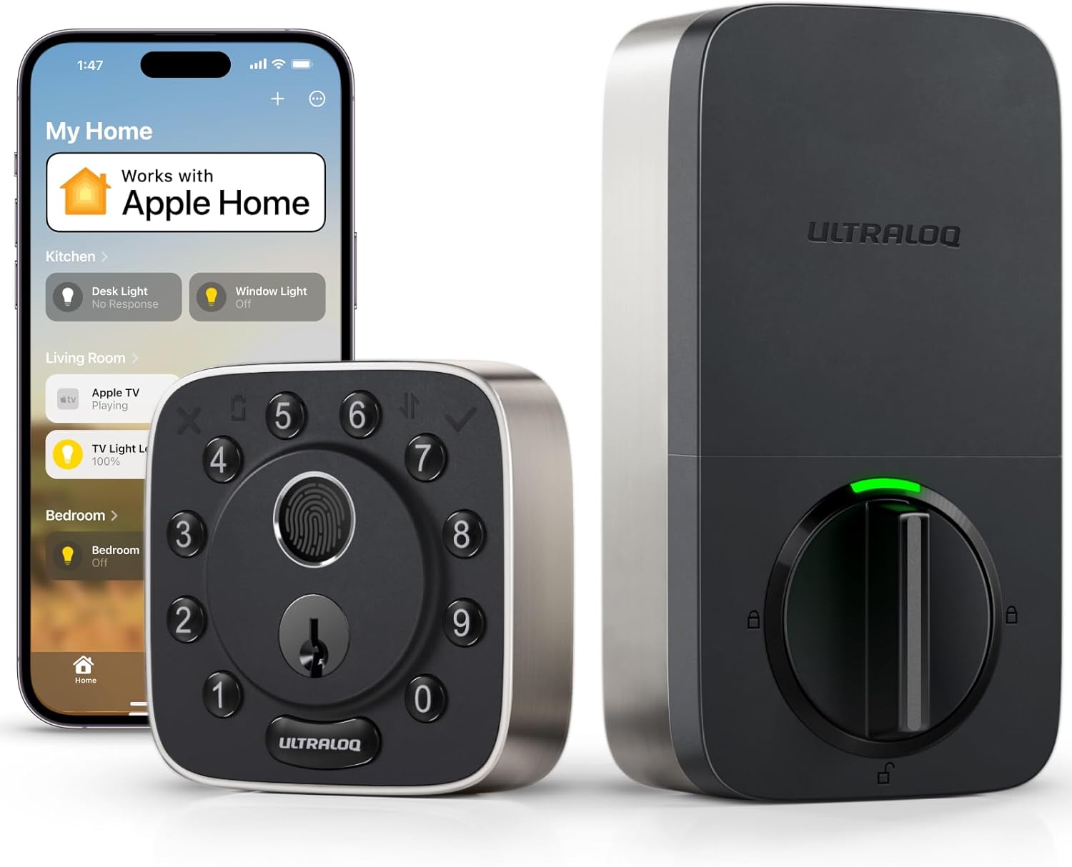ULTRALOQ Bolt Fingerprint WiFi Smart Lock, Works with Apple Home, Siri, Alexa, 8-in-1 Keyless Entry with Fingerprint ID, App Remote Control, Keypad Deadbolt, BHMA Cert., Easy Install, 10 Mo. Battery ULTRALOQ Bolt Fingerprint WiFi Smart Lock, Works with Apple Home, Siri, Alexa, 8-in-1 Keyless Entry with Fingerprint ID, App Remote Control, Keypad Deadbolt, BHMA Cert., Easy Install, 10 Mo. Battery
