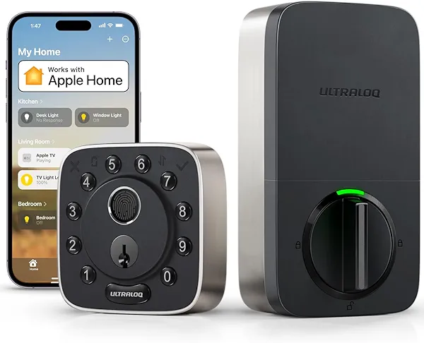 ULTRALOQ Bolt Fingerprint WiFi Smart Lock, Works with Apple Home, Siri, Alexa, 8-in-1 Keyless Entry with Fingerprint ID, App Remote Control, Keypad Deadbolt, BHMA Cert., Easy Install, 10 Mo.