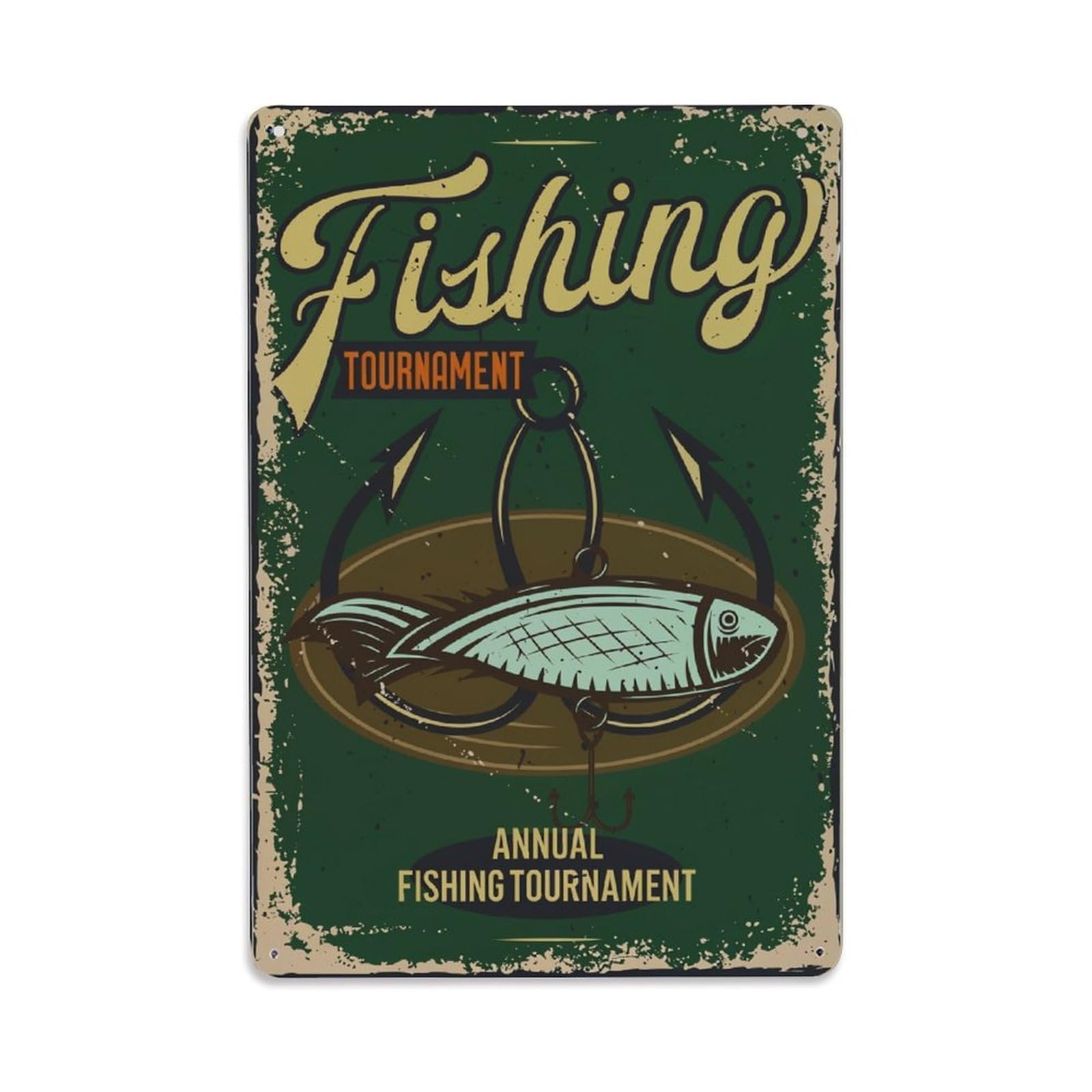 Nestemfo Vintage Fishing Tournament Annual Event Poster Tin Sign Metal Sign, Living Room,Bar, Home, Bedroom Wall Decor,Retro Metal Poster 8X12 Inches