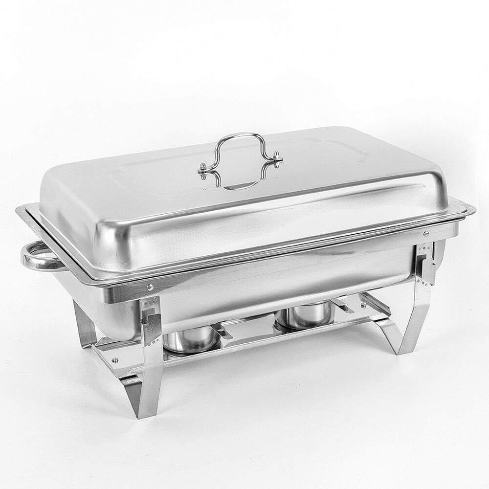 Calentador de Alimentos de Acero Inoxidable 9 L Recipiente para Calentar Platos de frotamiento Calentador de Alimentos Recipiente de Calor Calentador de Buffet de Hotel con Marco p