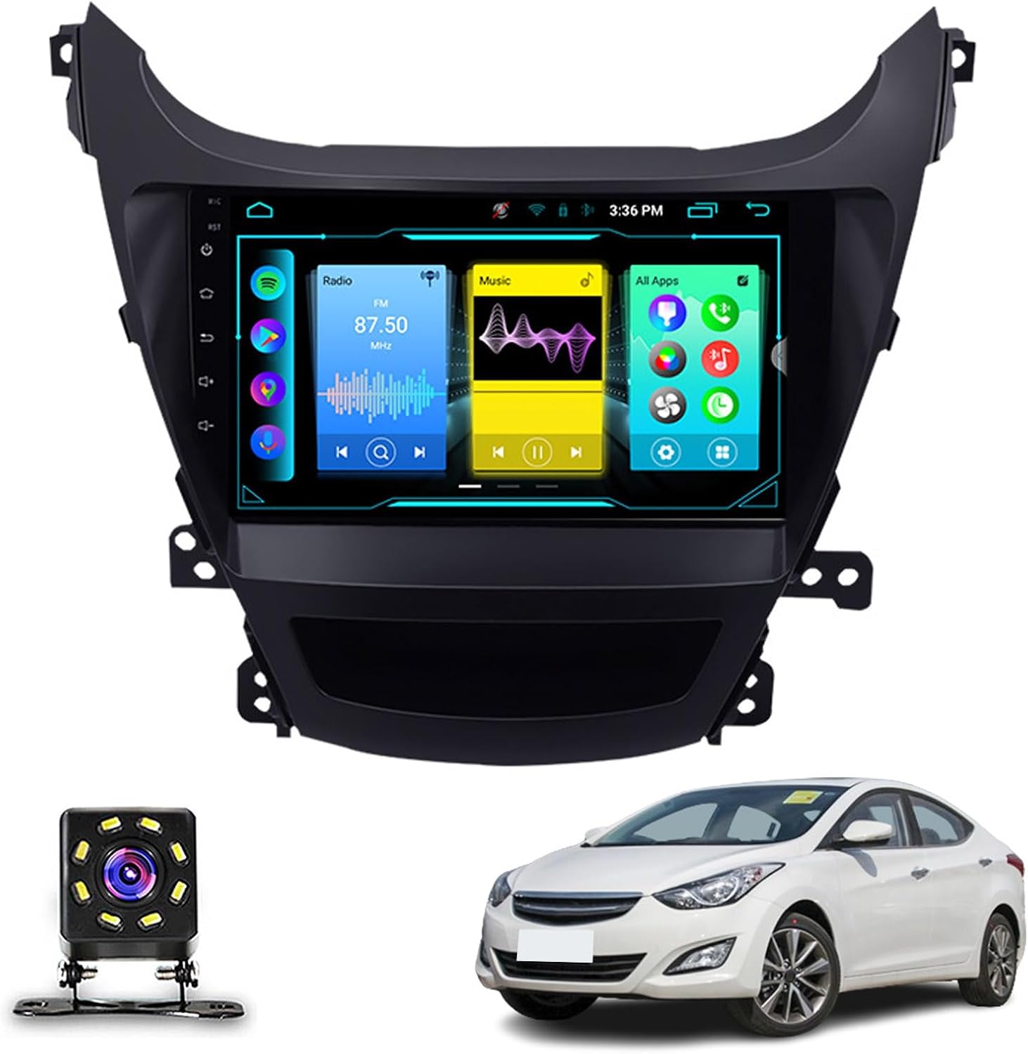 Android 13 Radio Double Din Car Stereo Sat Nav for Hyundai Elantra (2014-2015) GPS Navigation 9'' Headunit MP5 Multimedia Video Player FM Receiver with WiFi DSP Carplay(Size:Quad Core 1+16