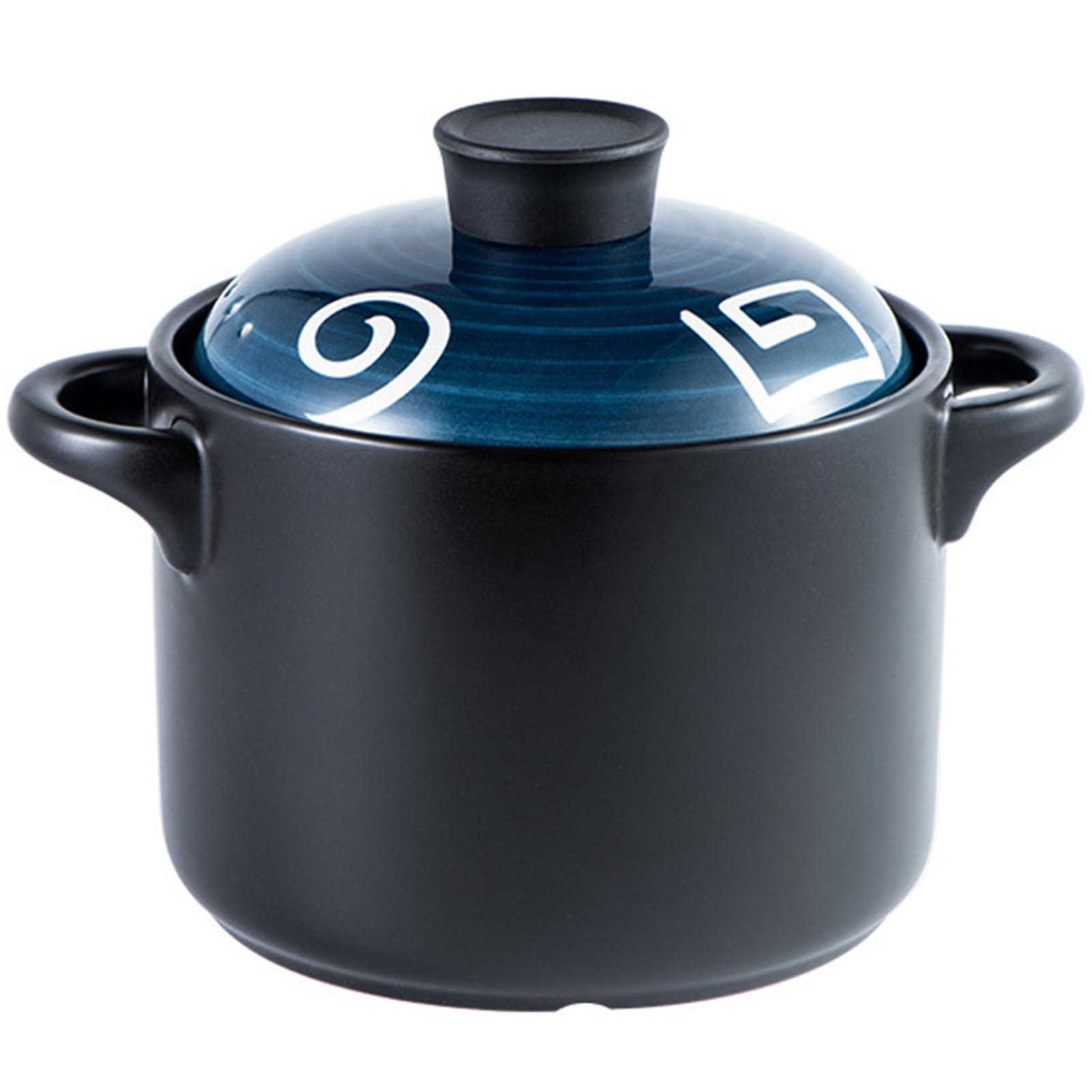 VHJdtE Ceramic stew pots, Small Copper Saucepans Clay for with Lid Cookware Heat Resistant(Blue,3.5L/3.2Quarts)