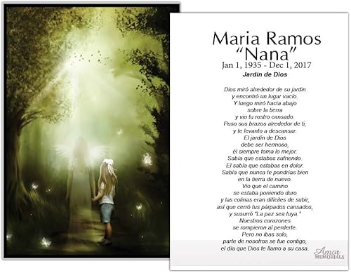 Miniatura 2 de Tarjetas Funerales De Recordatorio (50 tarjetas) FPC045ES Angel (Personalizado - Selecciona oración)