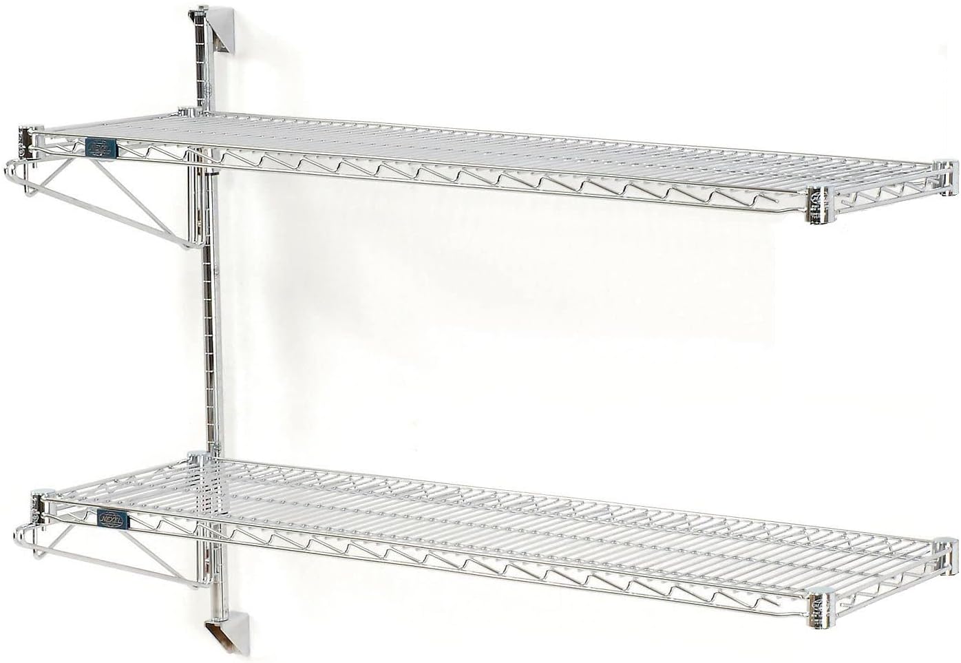 Nexel Wall Mount Wire 2-Shelf Starter Unit, 48 W x 14 D x 34 H