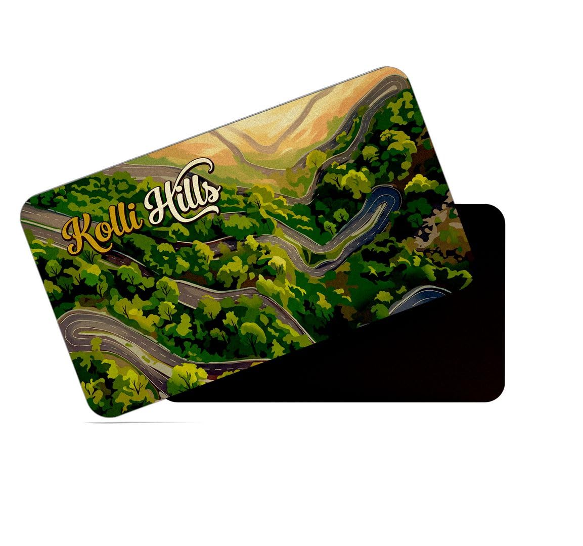 dhcrafts Rectangular Rubber Fridge Magnet/Magnetic Card Multicolor Tamil Nadu Kolli Hills Design Pack of 1 (8.6cm x 5.4cm)-image-49