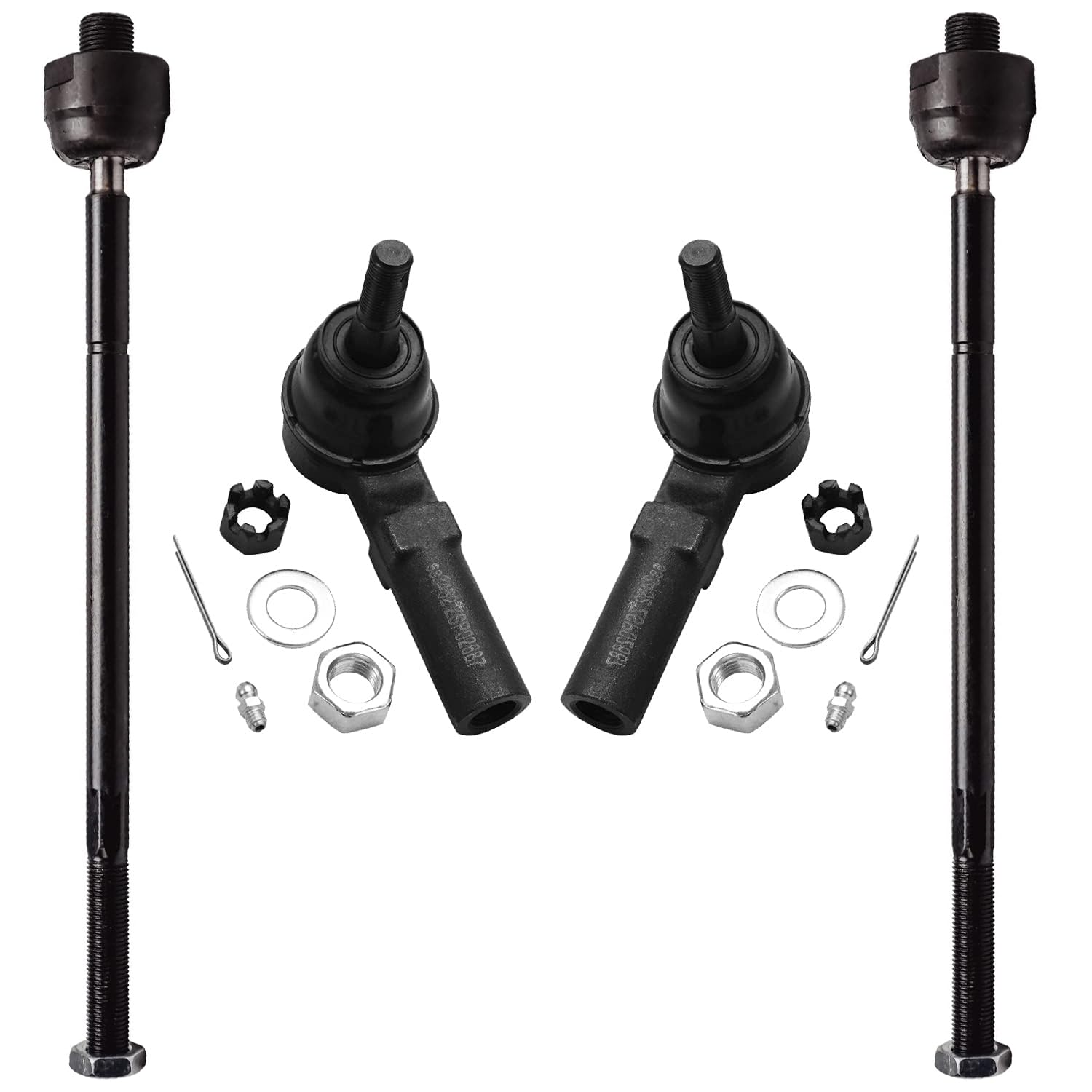 Detroit Axle - Front 4pc Tie Rods for Buick LeSabre Lucerne Park Avenue Riviera Cadillac DeVille DTS Seville Aurora Pontiac Bonneville, 4 Outer &