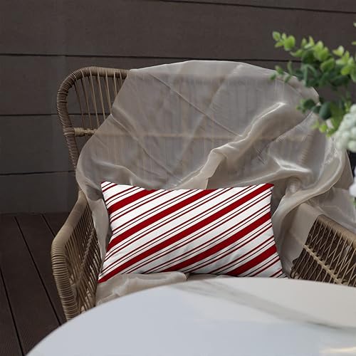 Miniatura 2 de Funda de cojín con diseño de rayas diagonales rojas y blancas sin costuras de bastón de caramelo, funda de cojín con cremallera oculta para sofá de