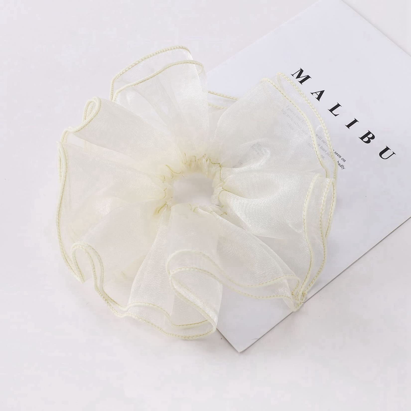 ACiyD Mesh Haargummi Haargummis Spitze Haargummi Haarschmuck 2 Stück für Frauen Pferdeschwänze Brötchen Zöpfe Langes Haar (Beige Einheitsgröße)