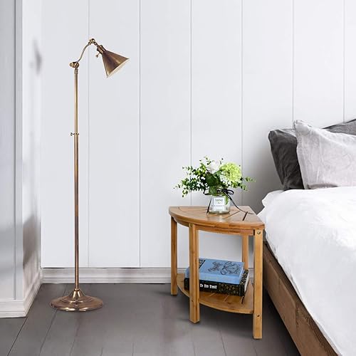 Miniatura 7 de Zhuoyue Banco de ducha de esquina y taburete de ducha con estante de almacenamiento, asiento de esquina para ducha, uso como mesa de esquina pequeña