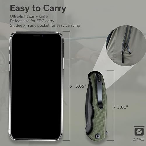 Miniatura 4 de CIVIVI Mini Praxis - Cuchillo de bolsillo plegable, hoja de acero D2 de 2.98 pulgadas, mango G10, pequeño cuchillo EDC con clip de bolsillo para