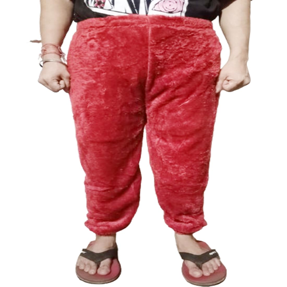 Women's and Men's Winter Sleepwear Nightwear Bottom Pajama Lounge Pants Warm Fleece (Red, Small)-image-29