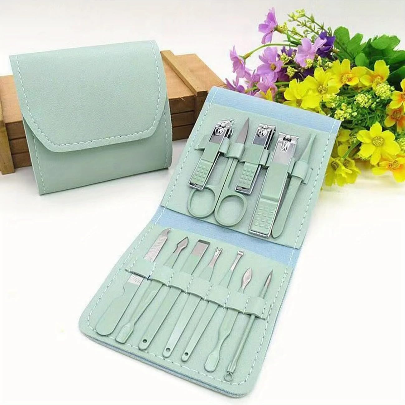 Vanita's Creation Manicure Manicure Set 12pcs Stainless Steel Nail Clippers Tools Kit Professional Grooming Kit with Storage Bag (Multicolour,Pack of 1)-image-25