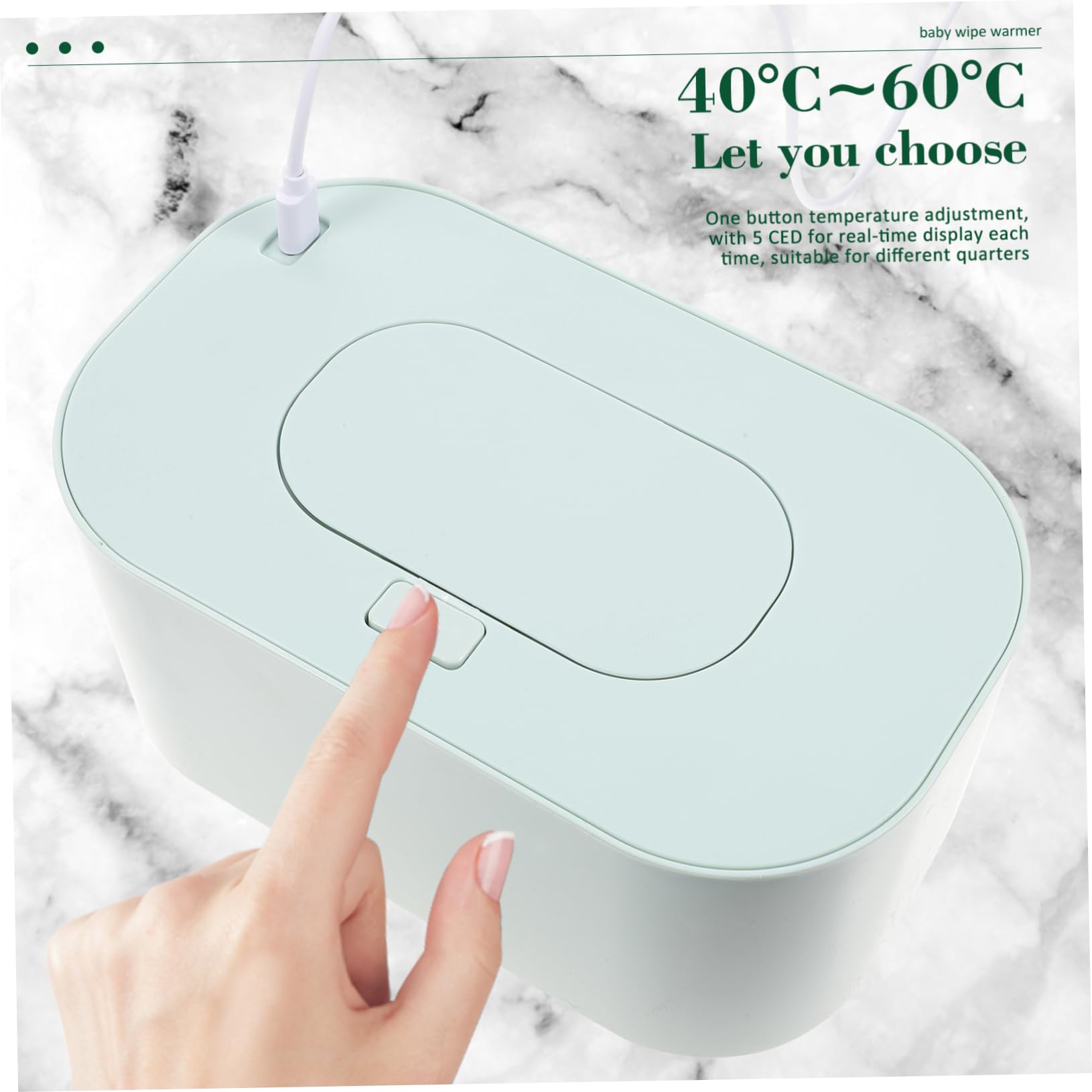 Ciieeo Chauffe-lingettes Portable pour Bébé Chauffage sans Fil USB, Design Compact Vert