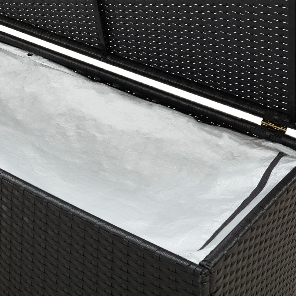 Coffre de Rangement Extérieur en Résine Tressée, Malle de Rangement Coffre à Coussins Pour Jardin Terrasse (Noir)