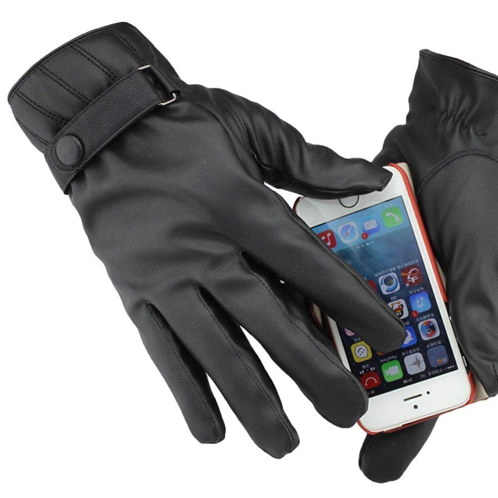 Guanti Unisex per Adulti Touchscreen da Uomo Guanti da Guida in Inverno Guanti Invernali da Uomo in Pelle Calda Moderna Moda Casual Calda Fodera in/Male -T1#/One Size