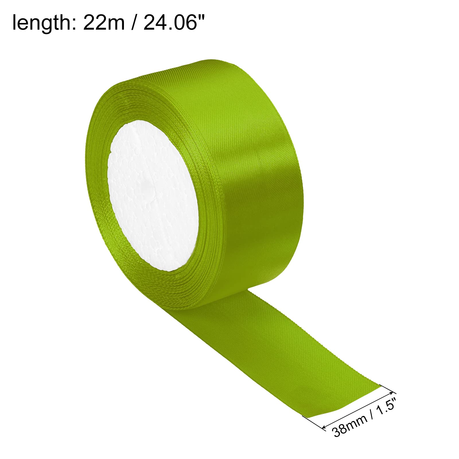 PATIKIL 1.5 Inch Wide 24 Yards Satin Ribbon, Single Side Solid Crafts Roll for Party Home DIY Wrapping Decoration Grass Green - Image 2
