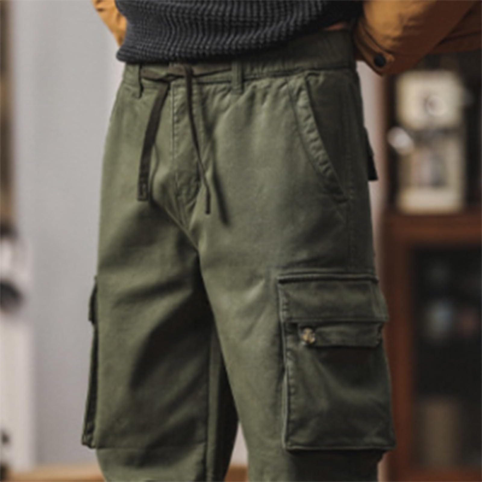 Dicke Herren-Arbeitshose Winter - Warm Fleece-Gefütterte Cargohose Mehrere Taschen Jogginghose Baggy Trainingshose Outdoor-Wanderhose Militär Taktische Arbeitshosen Gerades Bein Freizeithose