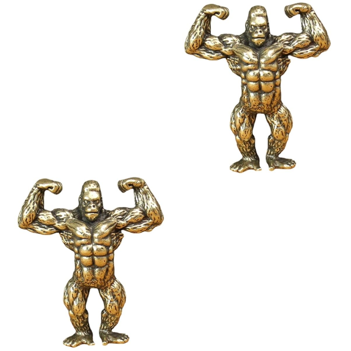 DECHOUS2pcs Brass Orangutan Ornament Gold Decor Desktop Decor Table top Decor Chimpanzee Sculpture Brass Gorilla Decor Desk Topper Miniature Statue Brass Gorilla-Shape Ornament Animal