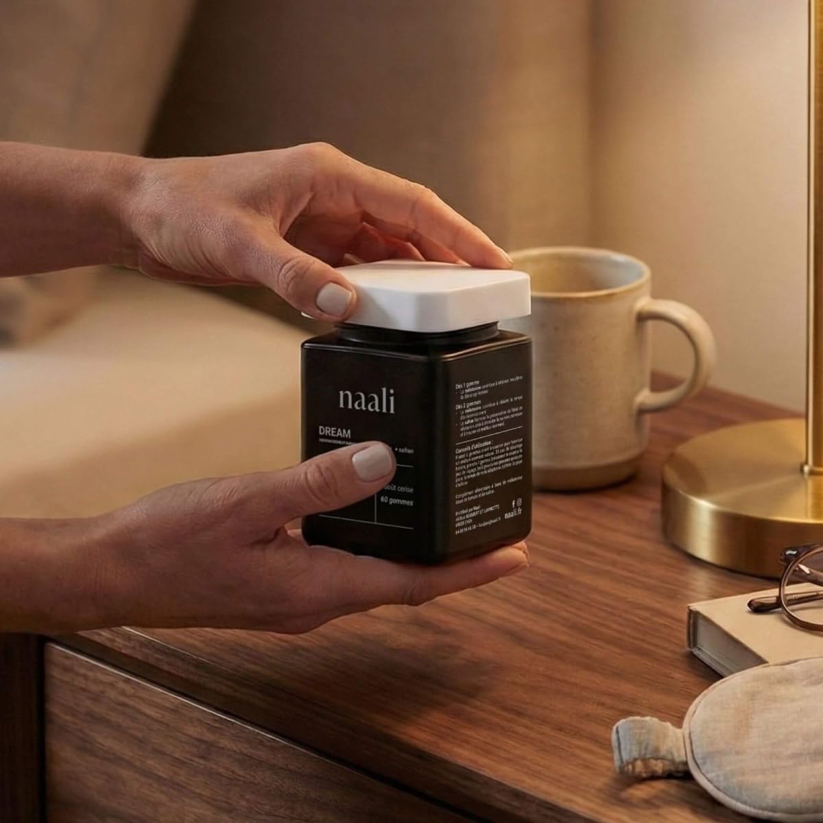 Naali Dream Gummies Sommeil – Mélatonine Végétale Safran – 60 Gummies Réduction Du Temps D’Endormissement, Atténue Les Effets Décalage Horaire – Gommes Sommeil Nuit Paisible – Vegan – Usage Nocturne