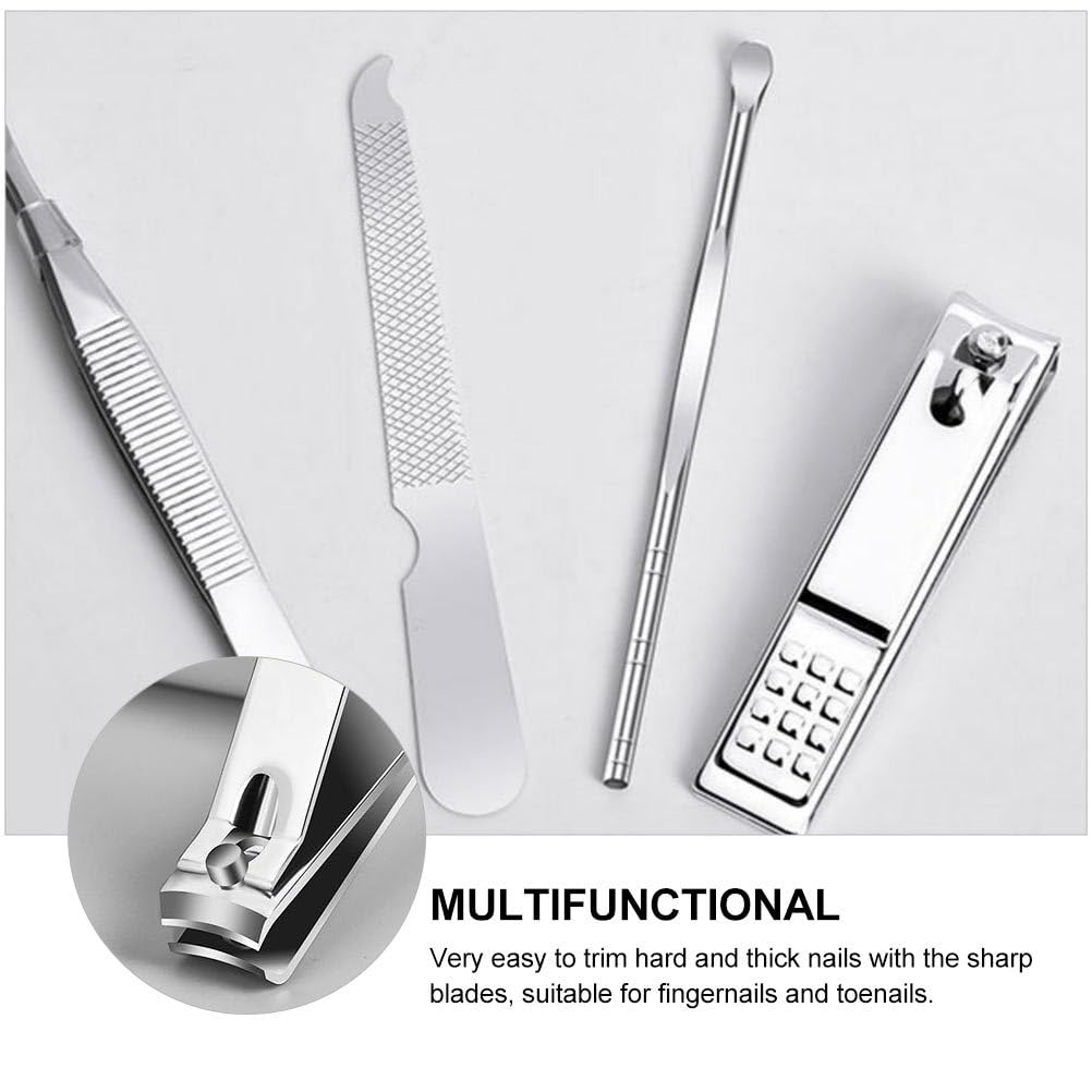 BESTYASH Nail Clipper Set with Nail File Eyebrow Tweezers & Ear Pick in Portable Storage Case Stainless Steel Manicure Tool Kit for Home and Travel Care