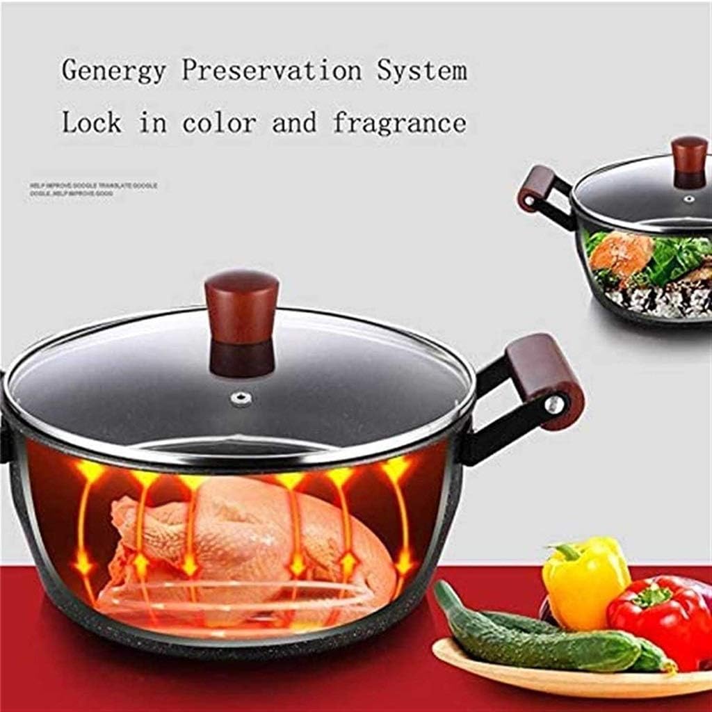 3pcs Set Non-Stick Iron Cooking Pots and Pans Set Korean Cookware for Table Hot Pot Soup Kitchen Cooking Pot with Cover Pot