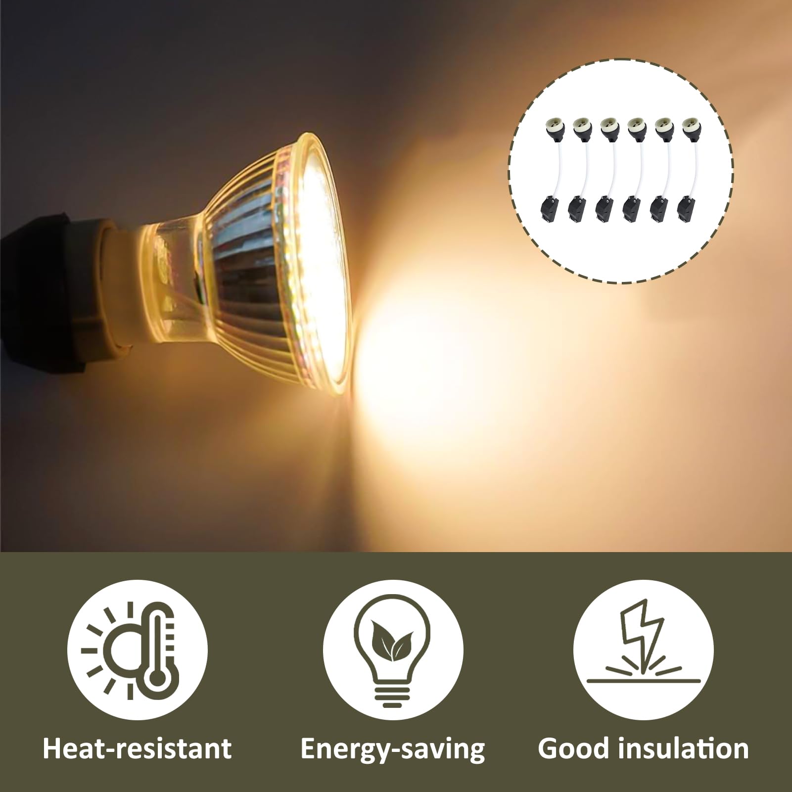 6 Pack GU10 Lamp Holders 2A 250V, GU10 Ceramic Lamp Bases with Terminal Box Socket for GU10 LED - Image 4