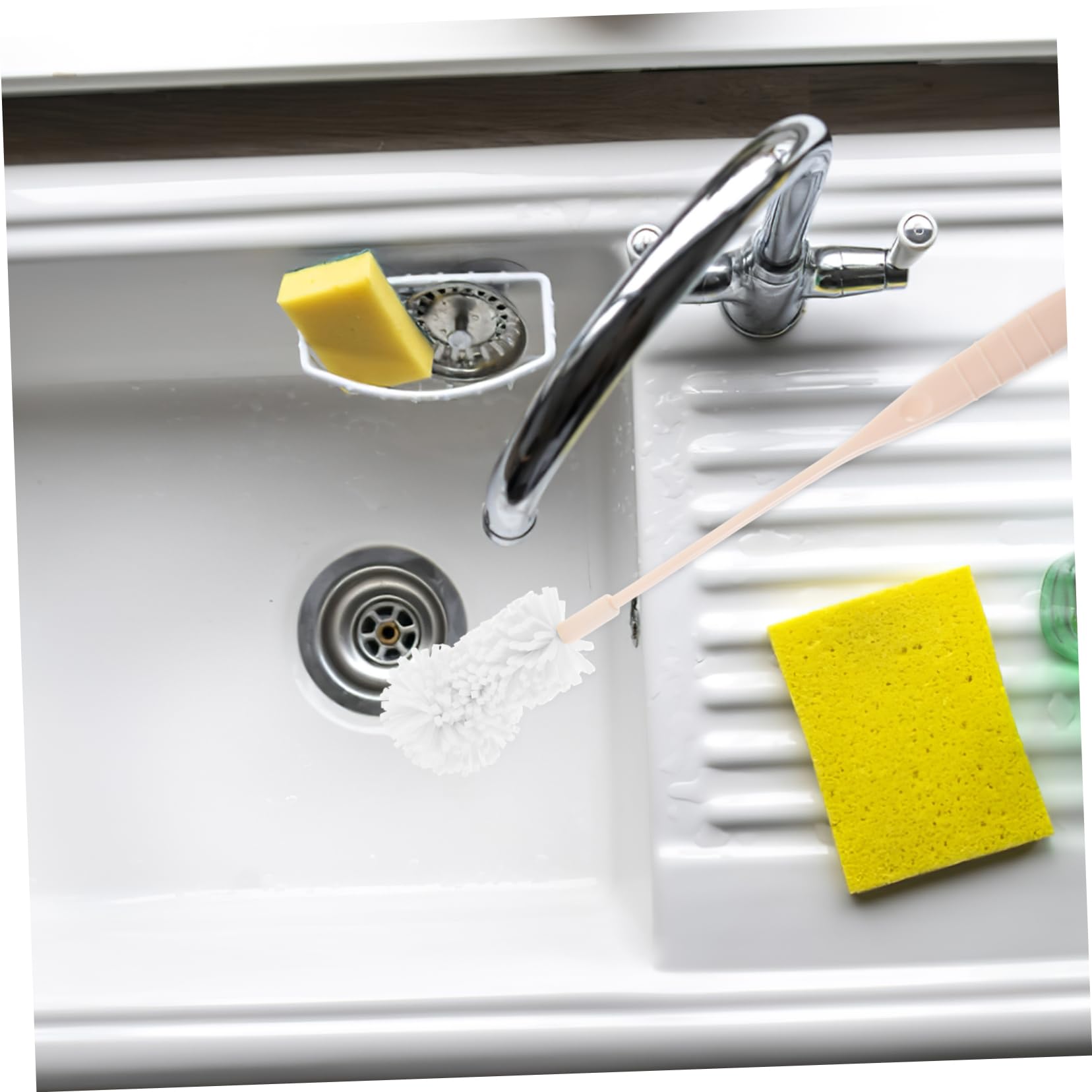 Gogogmee Long Handled Sponge Cup Brush Dishwashing Sponge Storage Hole Easy to Clean Bottle Cup Home/Restaurant/Hotel Use