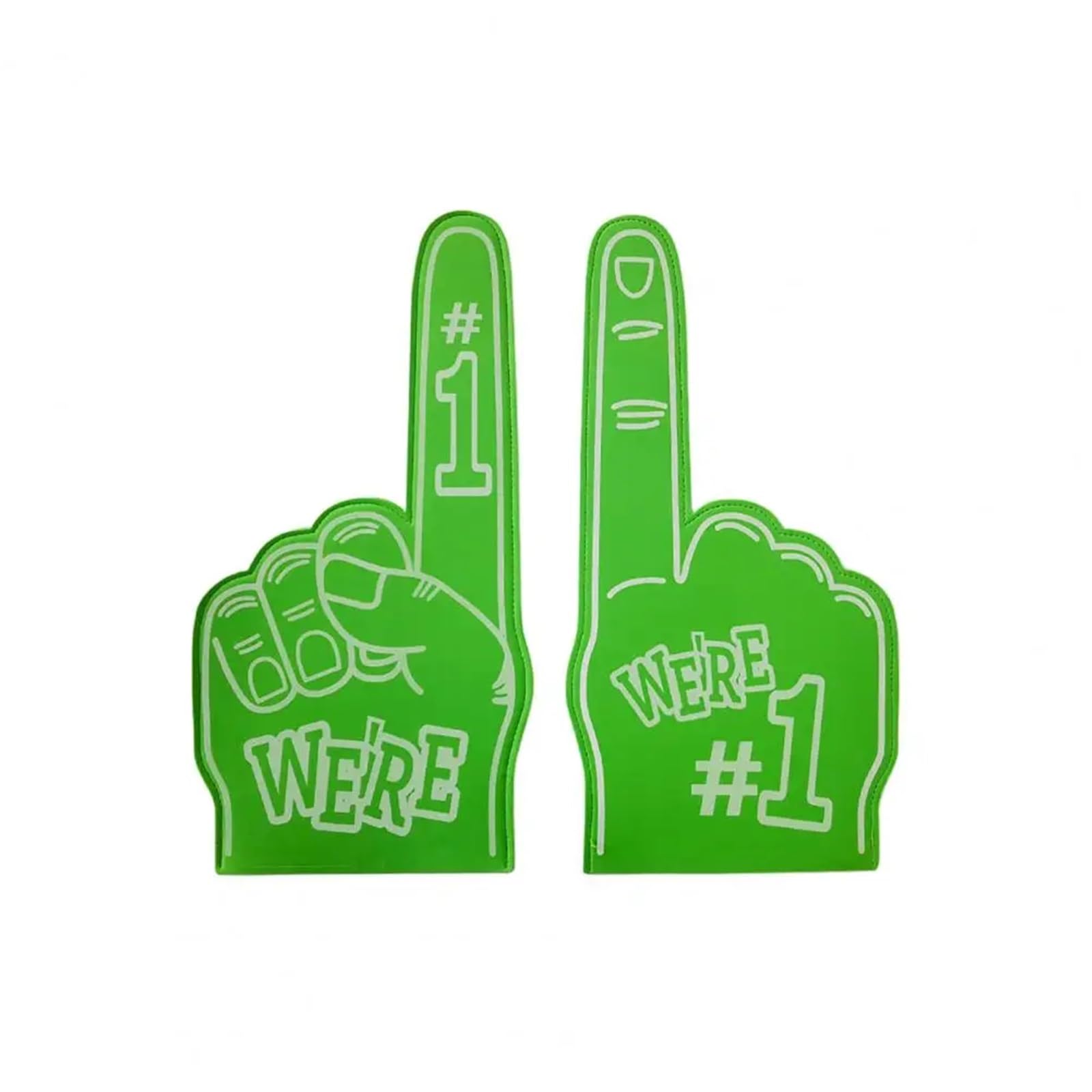 2pcs Cheerleading Foam Finger We're Number 1 Hand Sports Events Celebration Victory Fan Cheering Prop for Parties Celebration(Green)